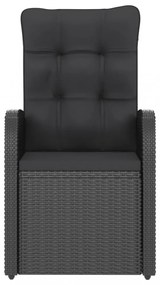 7 részes fekete polyrattan kültéri étkezőszett párnákkal