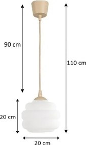 BRILAGI - LED függeszték zsinóron RETRO GLASS 1xE27/60W/230V Ø 20 cm bézs/fehér