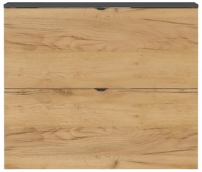 Antracitszürke-natúr színű billenő ajtós függő cipőtartó tölgyfa dekorral 100x85x19 cm Renell – Germania