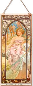 Alfons Mucha - Napszakok (Garnitúra) Pasztell üvegkép, falikép