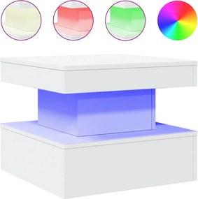 vidaXL fehér dohányzóasztal LED-lámpákkal 50 x 50 x 40 cm