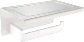 Falra Szerelhető Wc Papír Tartó Fürdőszobába Polccal, Rozsdamentes Acél, Fehér