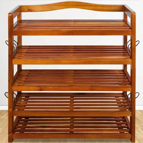 RUSTIC cipőtartó polc, 5 polc, 75x26x82cm, természetes barna Casaria