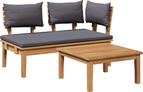 vidaXL Kerti pad 2 pcs Szürke és Barna Tömör tíkfa