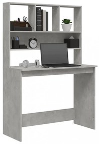 betonszürke szerelt fa íróasztal polcokkal 102 x 45 x 148 cm