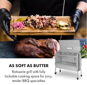 Klarstein Sauenland Pro XL, malacsütő grill, forgó nyárs, 13 W, 4 kerék, rozsdamentes acél