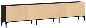 TV Szekrény Fiókkal Fekete Tölgy 200x25x44 cm Egyesített Fa