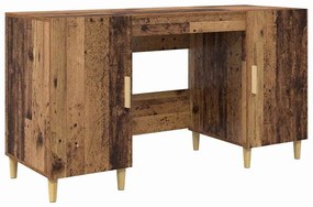 vidaXL Asztal polcokkal tárolóval Öreg fa 140 x 50 x 75 cm Faanyag