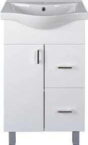 VivaStyle BIANKA 55 lábon álló fürdőszobabútor 2 fiókos Sanovit ALBATROS 10055 mosdókagyló 55x45 cm