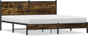 vidaXL füstös tölgy színű fém ágykeret matrac nélkül 180 x 200 cm