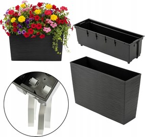 Hosszúkás Magas Virágtartó kerti láda erkélyre virágok fekete betét