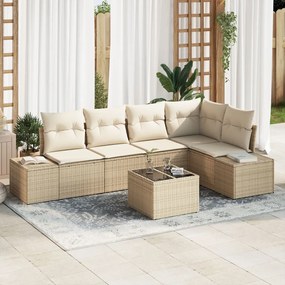 6 részes Kerti Kanapészett Párnákkal Barna Poly Rattan
