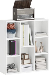 HOMCOM 3-Szintes Polc 8 Rekesszel, Függőleges vagy Vízszintes Kialakítás a Nappalihoz, Irodához, Hálószobához 74,3x24x80 cm Fehér | Aosom