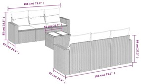 7 részes bézs polyrattan kerti ülőgarnitúra párnákkal