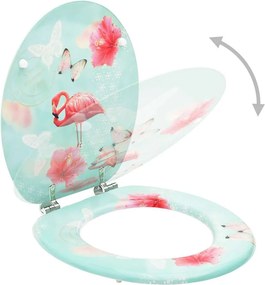 2 db flamingómintás MDF WC-ülőke fedéllel