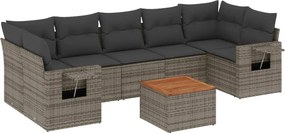vidaXL 8 részes szürke polyrattan kerti ülőgarnitúra párnákkal