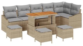 vidaXL Kerti Kanapé Szett párnával tárolóval 10 pcs Bézs Poli rattan