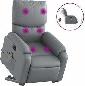 vidaXL elektromos szürke műbőr felállást segítő dönthető masszázsfotel