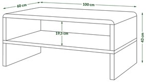Mazzoni ROCK Fekete Fényes/Millenium Beton - MODERN DOHÁNYZÓASZTAL POLCCAL