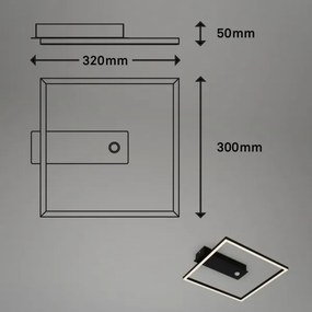 Briloner 3770-015 -LED Mennyezeti lámpa érzékelővel FRAME LED/14W/230V 3000K 32x30 cm fekete