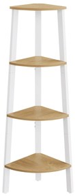 VASAGLE sarokkönyvespolc, 4 szintes létrás polc 33,3×33,3×125 cm, natúr - fehér színben