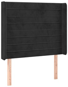 fekete bársony fejtámla szárnyakkal 103x16x118/128 cm