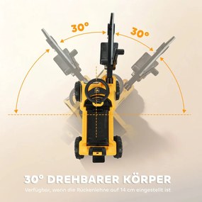 AIYAPLAY Kotrógép kanállal, forgó kormánykerékkel, állítható szerkezettel, háttámlával gyermekeknek, sárga