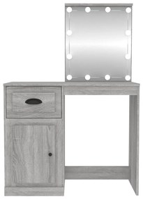 szürke sonoma szerelt fa pipereasztal LED-del 90x50x132,5 cm