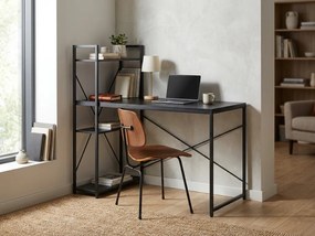 Íróasztal polccal LOFTY 120x60 cm, fekete