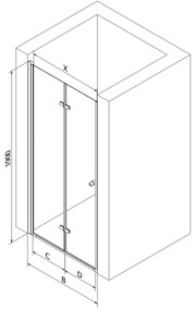 Mexen Lima, összecsukható zuhanyajtó nyitáshoz 60 x 190 cm, 6 mm átlátszó üveg, króm profil, 856-060-000-01-00-D