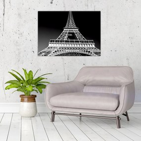 Kép - Eiffel-torony, fekete-fehér (70x50 cm)