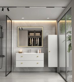 Erga Samira, LED tükör 100x80cm fekete keretben, 2760 lm, 3 fényszín, első világítás, ERG-V01-SAMIRA-1080-BK