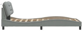 világosszürke szövet ágykeret LED-ekkel matrac nélkül 90x200 cm
