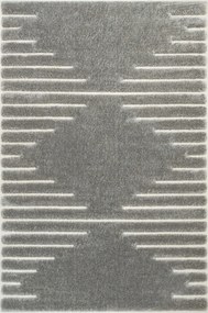 Shaggy Szőnyeg Szürke Krémszínű Rombusz Mintás Boho Lula 200x290 cm