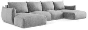 Világosszürke kinyitható sarokkanapé (U alakú) Leila – Makamii