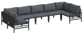 Kerti Kanapé Szett 7 pcs Antracitszürke Acél