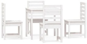 vidaXL 5 részes fehér tömör fenyőfa kerti étkezőgarnitúra