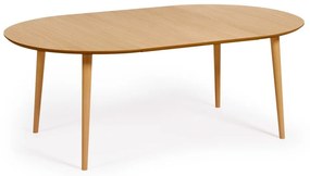 Natúr színű bővíthető étkezőasztal tölgyfa dekorral ø 120 cm Oqui – Kave Home