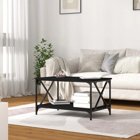 fekete szerelt fa és vas dohányzóasztal 80 x 50 x 45 cm