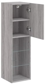 szürke sonoma színű TV-szekrény LED-lámpákkal 30,5x30x102 cm