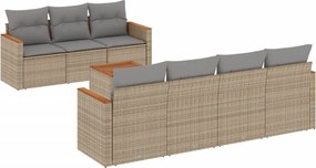 vidaXL 8 részes bézs polyrattan kerti ülőgarnitúra párnával
