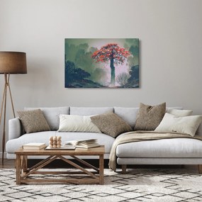 Egy magányos vörös fa képe (90x60 cm)