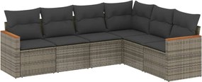 vidaXL 6 részes szürke polyrattan kerti ülőgarnitúra párnákkal
