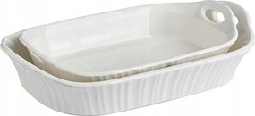 Téglalap alakú sütőforma szett 2 db-os krémszínű nyéllel edény