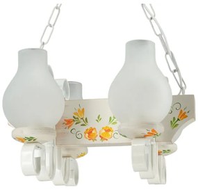 Brilagi - Láncos csillár QUEEN 4xE14/40W/230V bükk/krémszínű