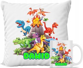 Párna Szett Bögre Dinoszauruszok Vulkán T-rex Név