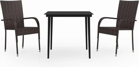 vidaXL 3 részes barna és fekete kerti étkezőgarnitúra