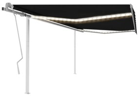 antracitszürke kézzel kihúzható LED-es napellenző 4 x 3,5 m