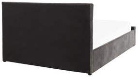 Szürke bársony ágyneműtartós franciaágy 140 x 200 cm AMIENS Beliani