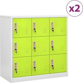 vidaXL 2 db világosszürke-zöld acél zárható szekrény 90 x 45 x 92,5 cm